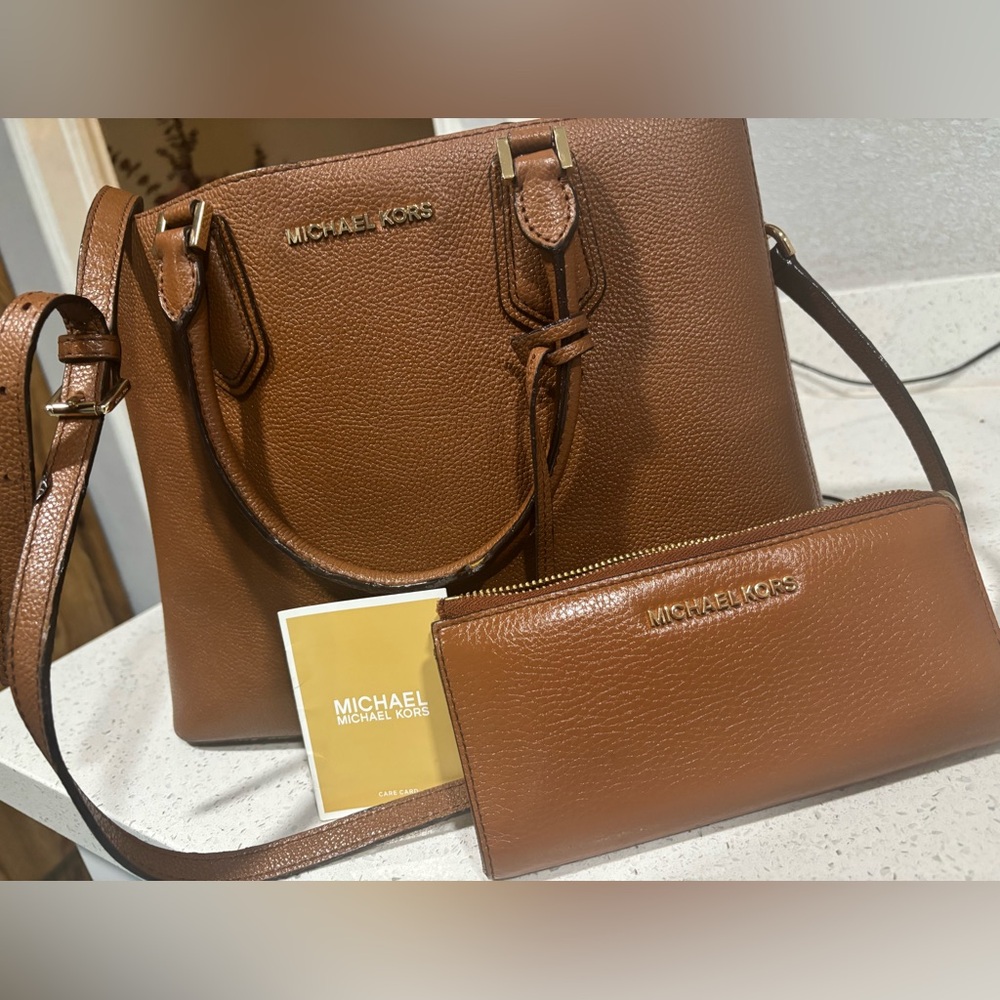Michael Kors Brown Tote with Gold Accents